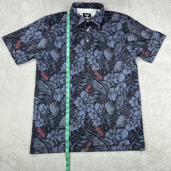 Waggle Polo Shirt Mens Medium Multicolor Floral Golf Performance Stretch Casual - Picture 8 of 9